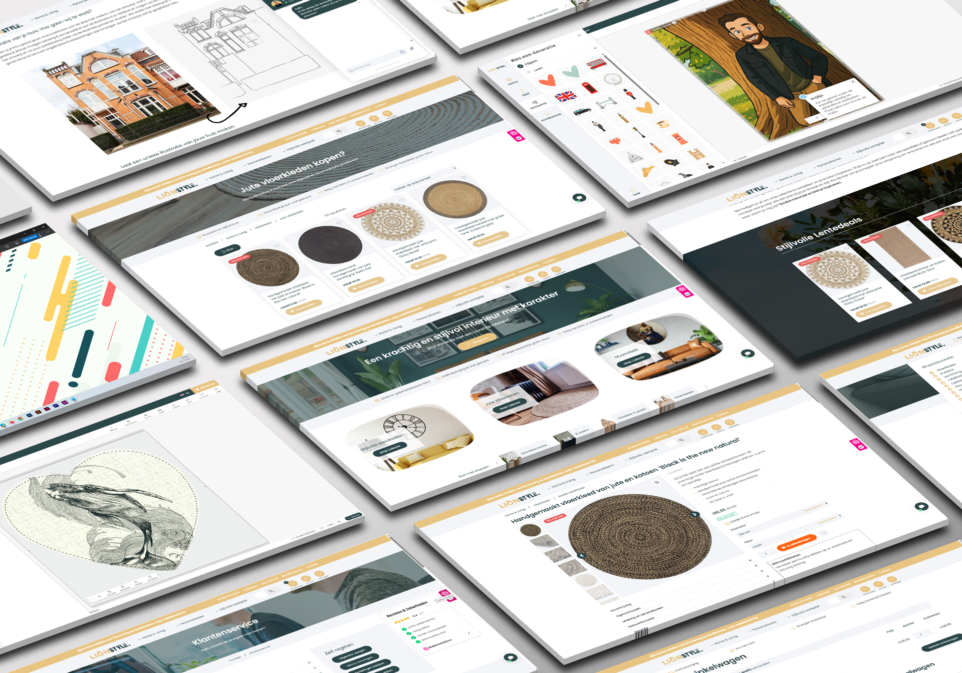 Lionstyle.nl webshop overzicht van verschillende pagina's