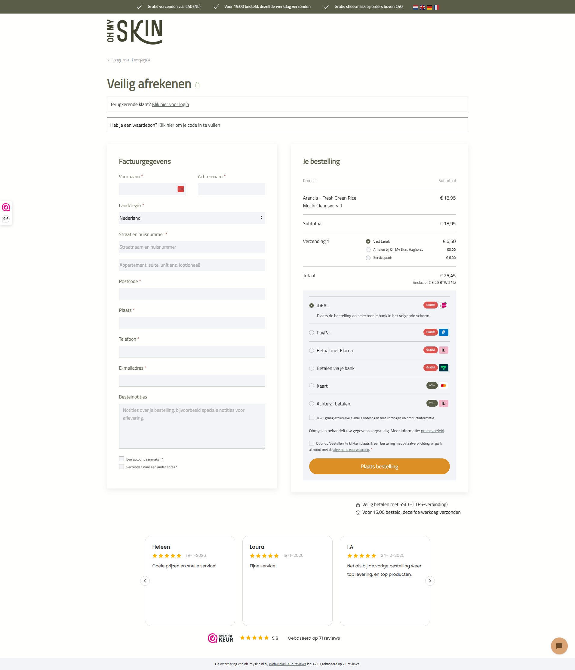 Schone checkout zonder afleiding voor een converrsieboost
