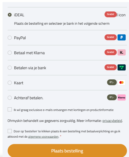 Voeg gratis label toe aan Woocommerce betaalmethodes van Mollie