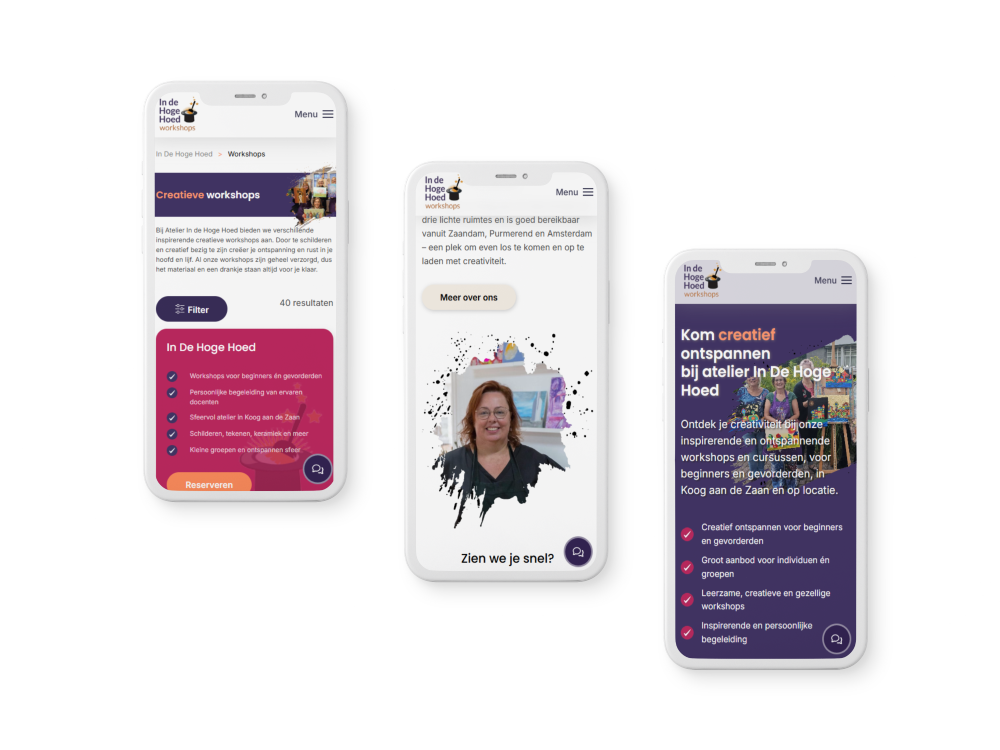 Website indehogehoed.nl uit Koog aan de Zaan - Mobiele weergave