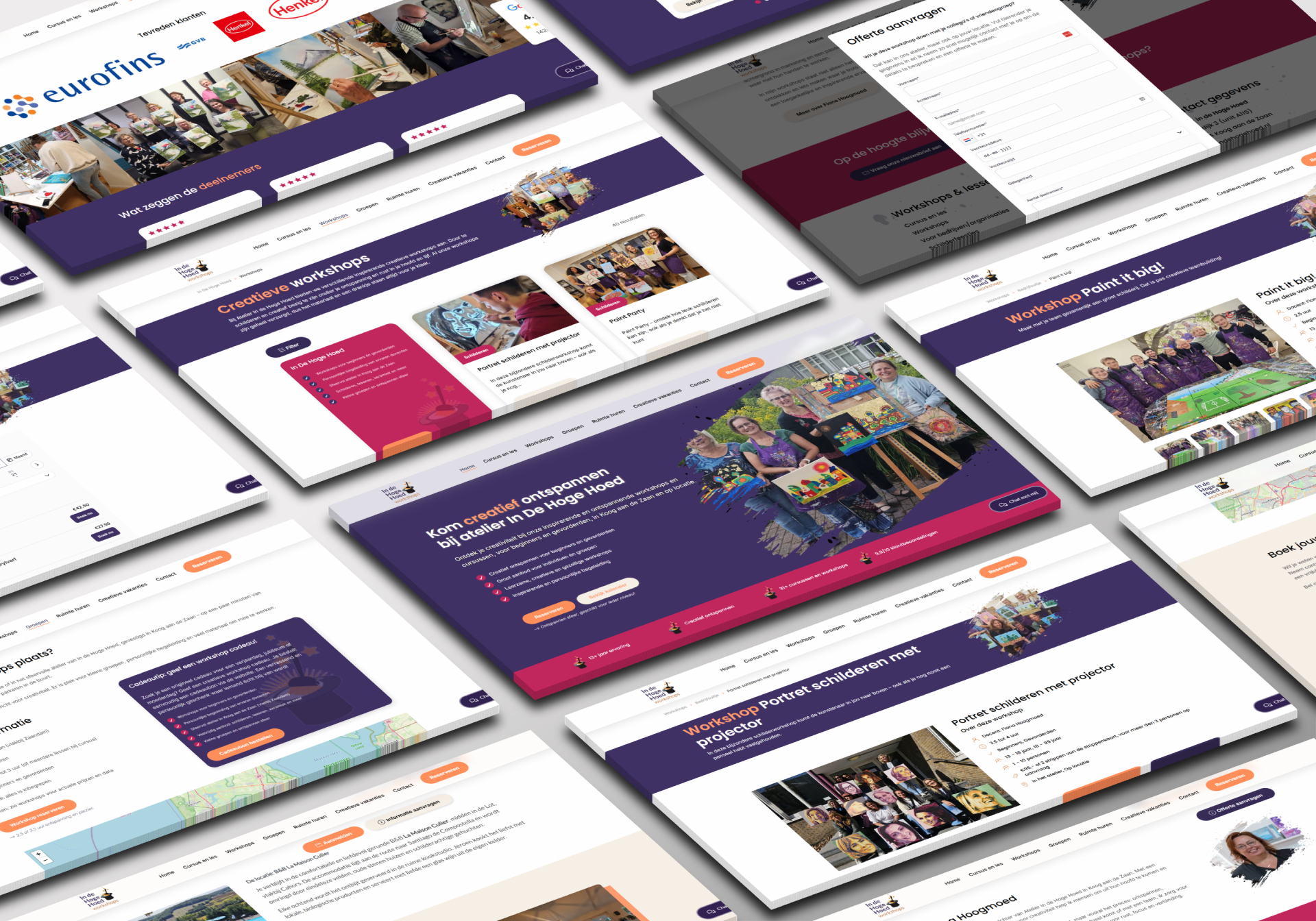 In De Hoge Hoed - Website overview verschillende vensters