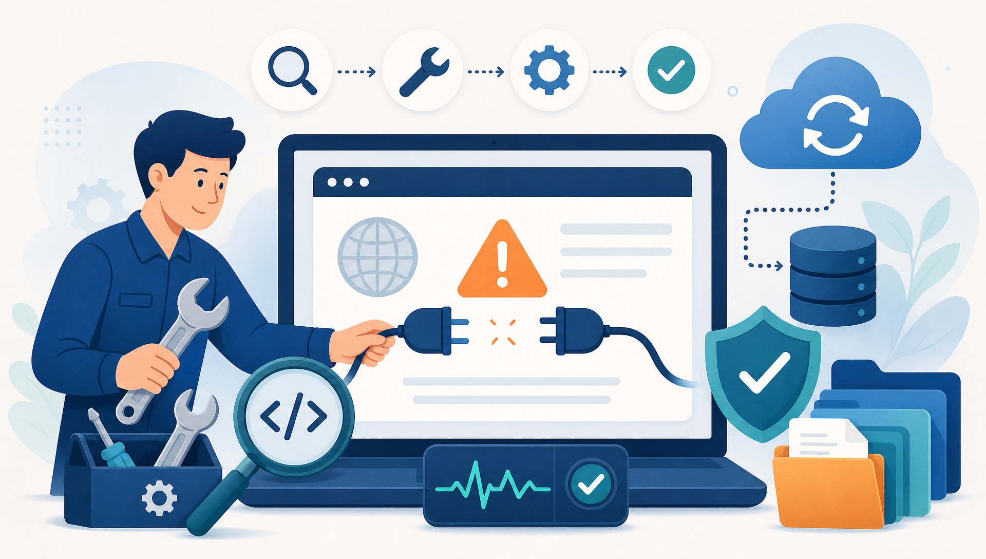 Illustratie WordPress Website Onderhoud Niet Bereikbaar