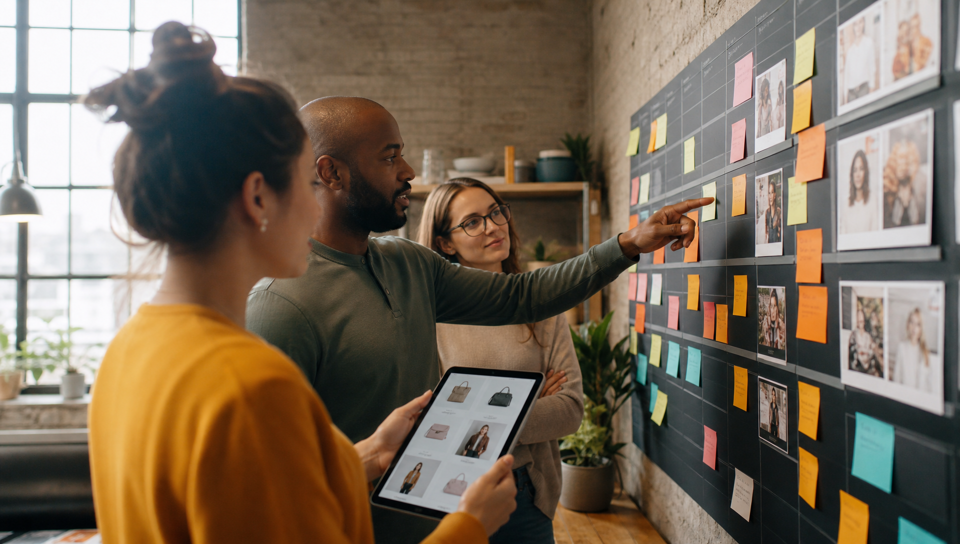 Team plant contentstrategie voor webshop op planbord met gekleurde memo's