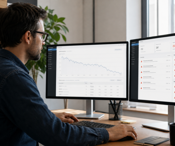 Webspecialist analyseert dalend verkeer en foutmeldingen na een webshop migratie
