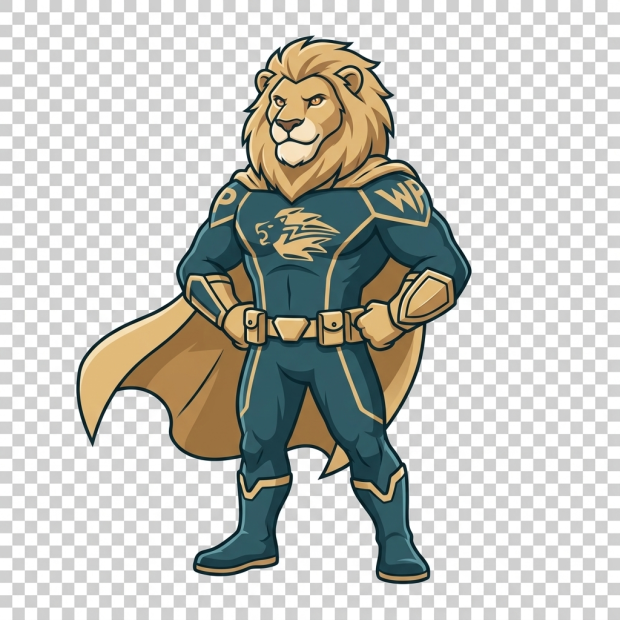 WP Lion - Leeuw mascotte die staat voor snelheid, veiligheid en stabiliteit