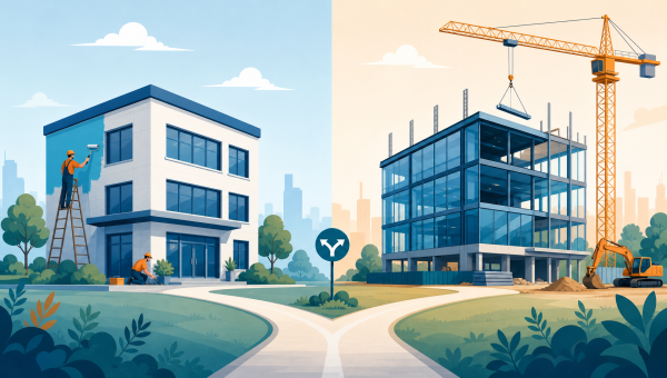 Illustratie vergelijkt bestaande website opknappen en volledig nieuwe website bouwen